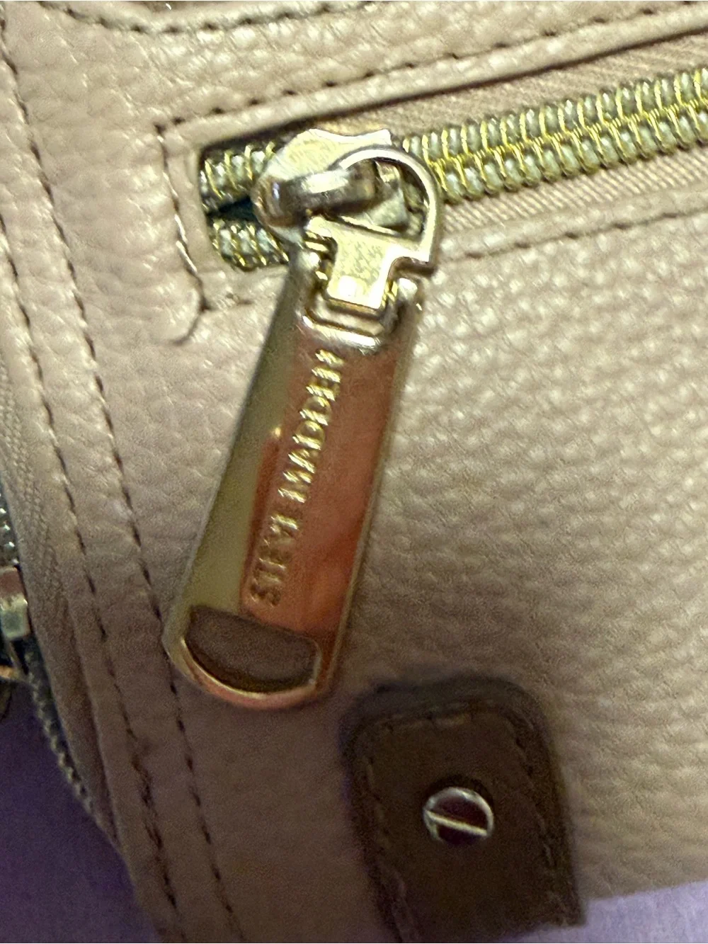 Steve Madden Beige Taupe Double Zip Around Wallet Gold Hardware